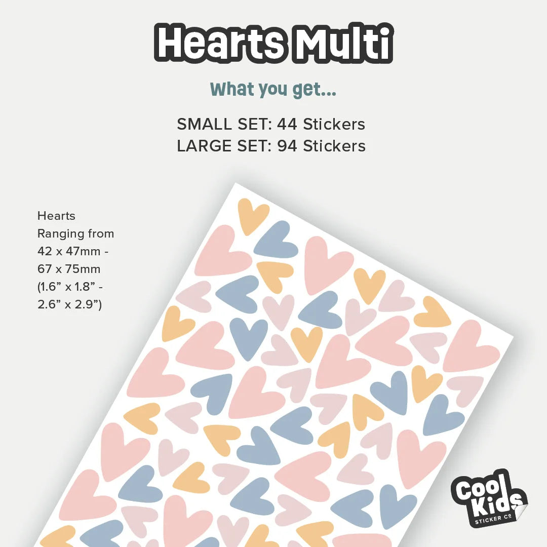 Multi Hearts Wall Decal - DW1. Shape Decals