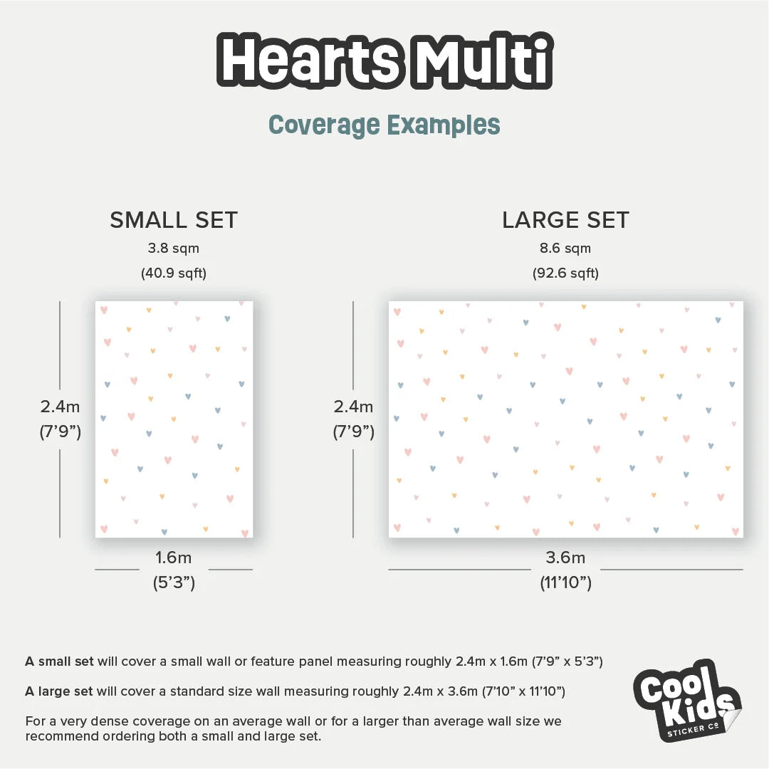 Multi Hearts Wall Decal - DW1. Shape Decals