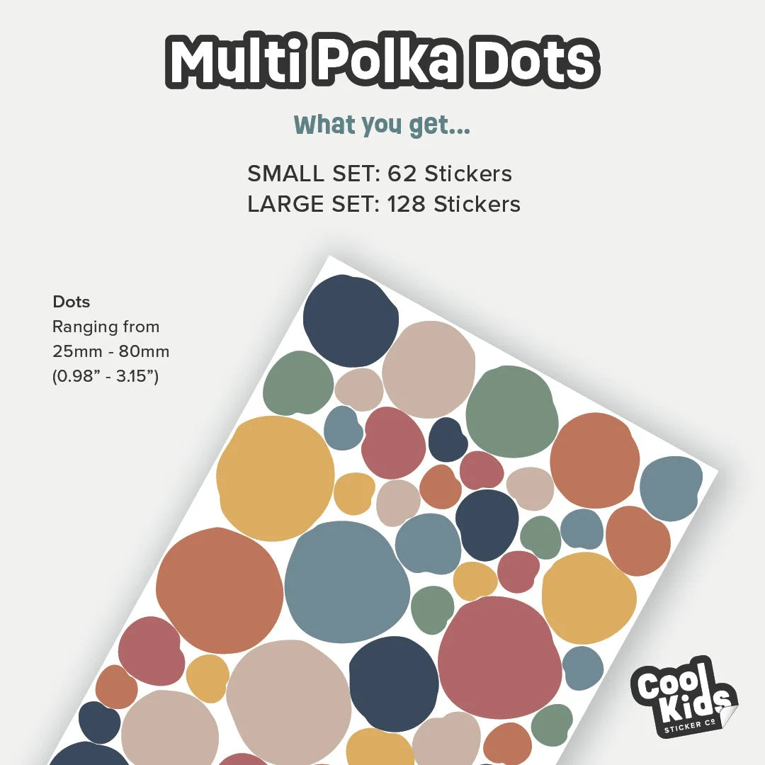 Multi Polka Dot Wall Decal - DW0. Polka Dot Decals