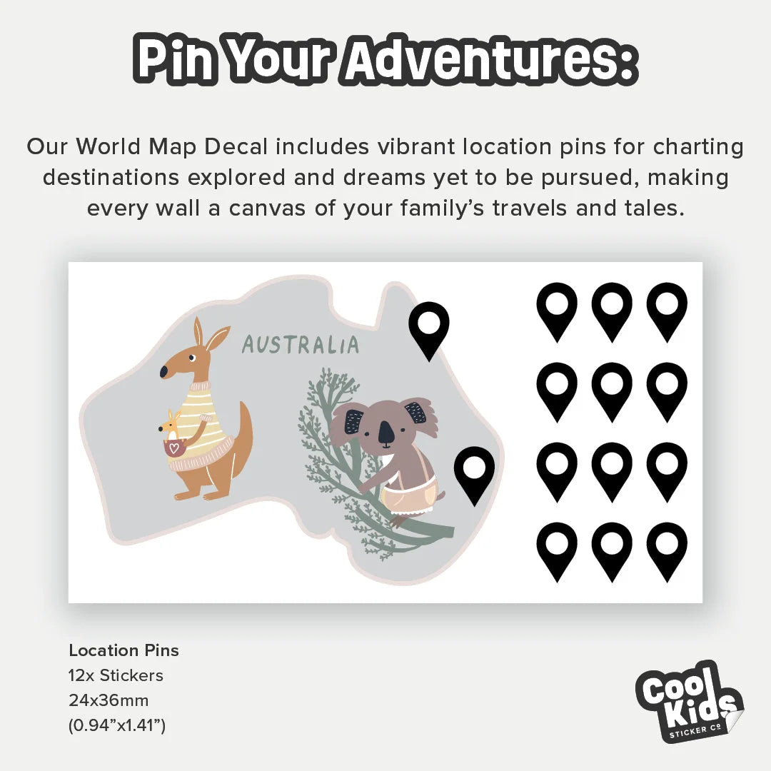 Neutral Interactive World Map Wall Decal - Decals - Maps