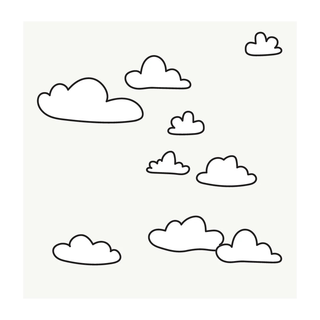Outlined Clouds Wall Decal - DW3. Rainbow Sun