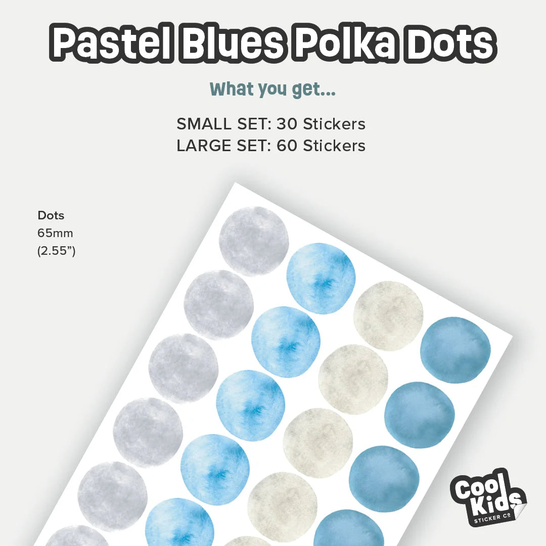 Pastel Blues Polka Dot Wall Decal - Decals - Polka Dots