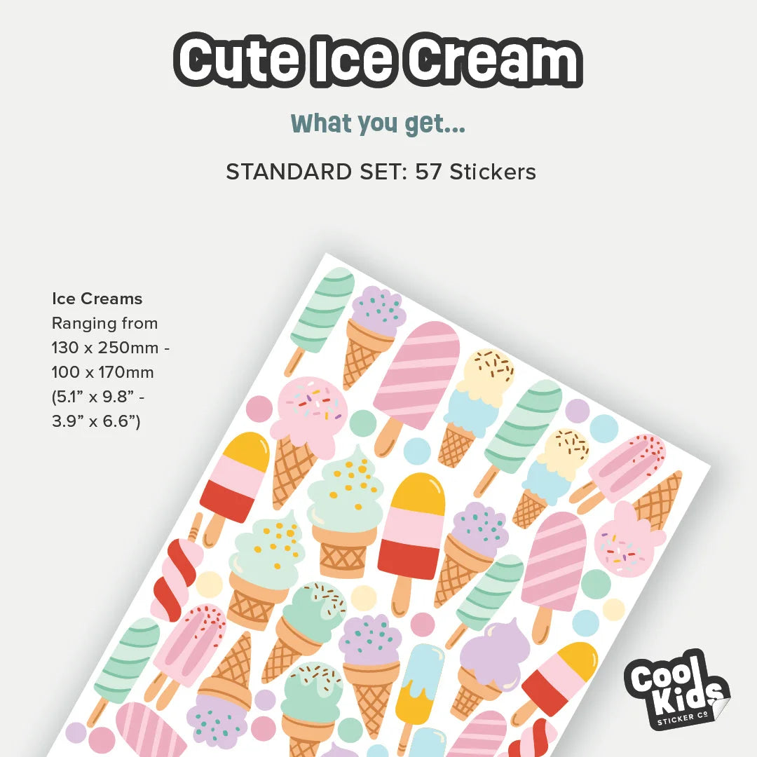 Ice Cream Wall Decals – Cute Pastel Cones & Popsicles for Kids – Cool ...