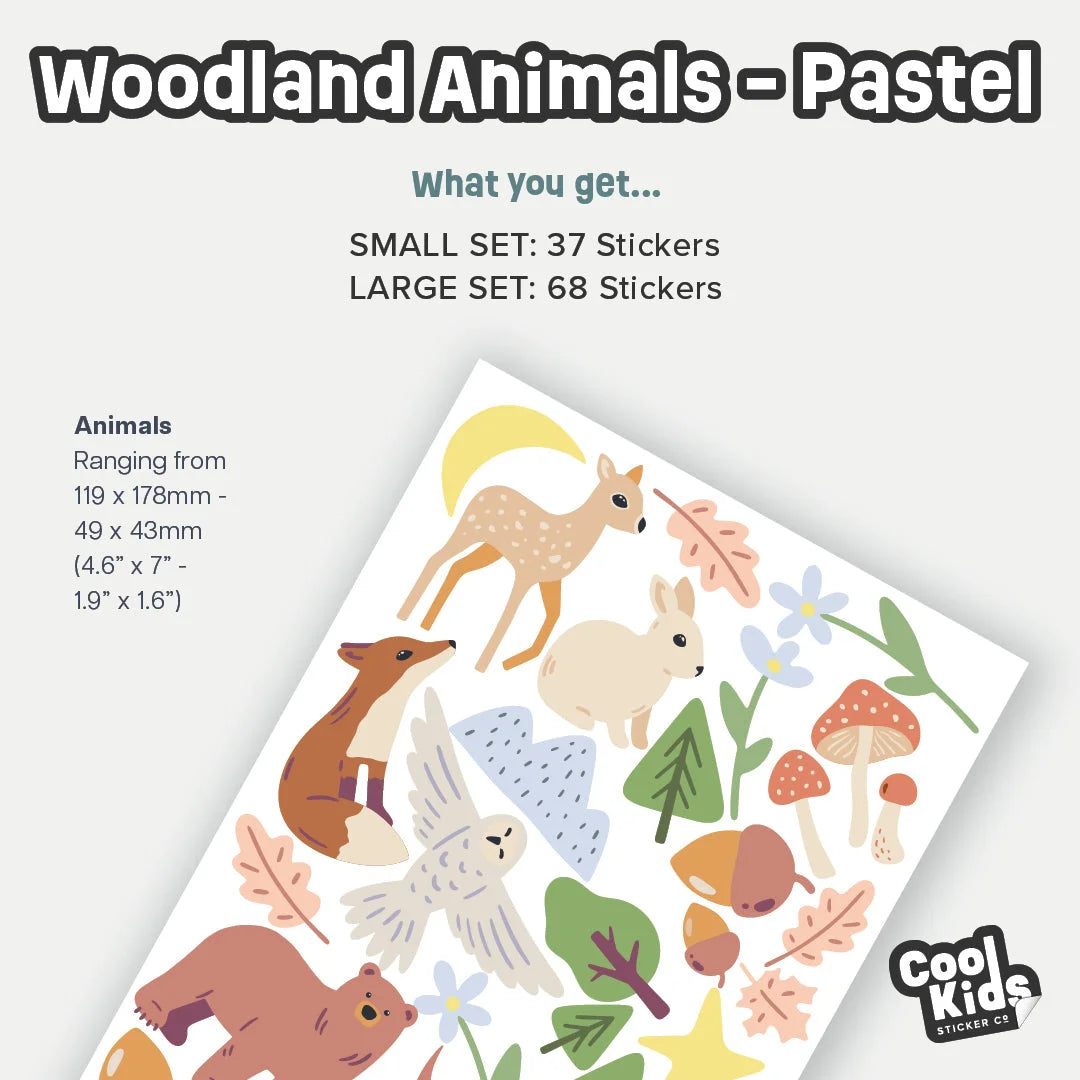 Pastel Woodland Animal Wall Decals - Decals - Animals