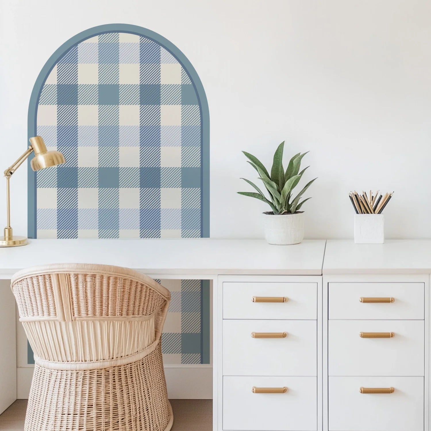 Patterned Arch - Gingham Blue - Medium - DW12. Decals