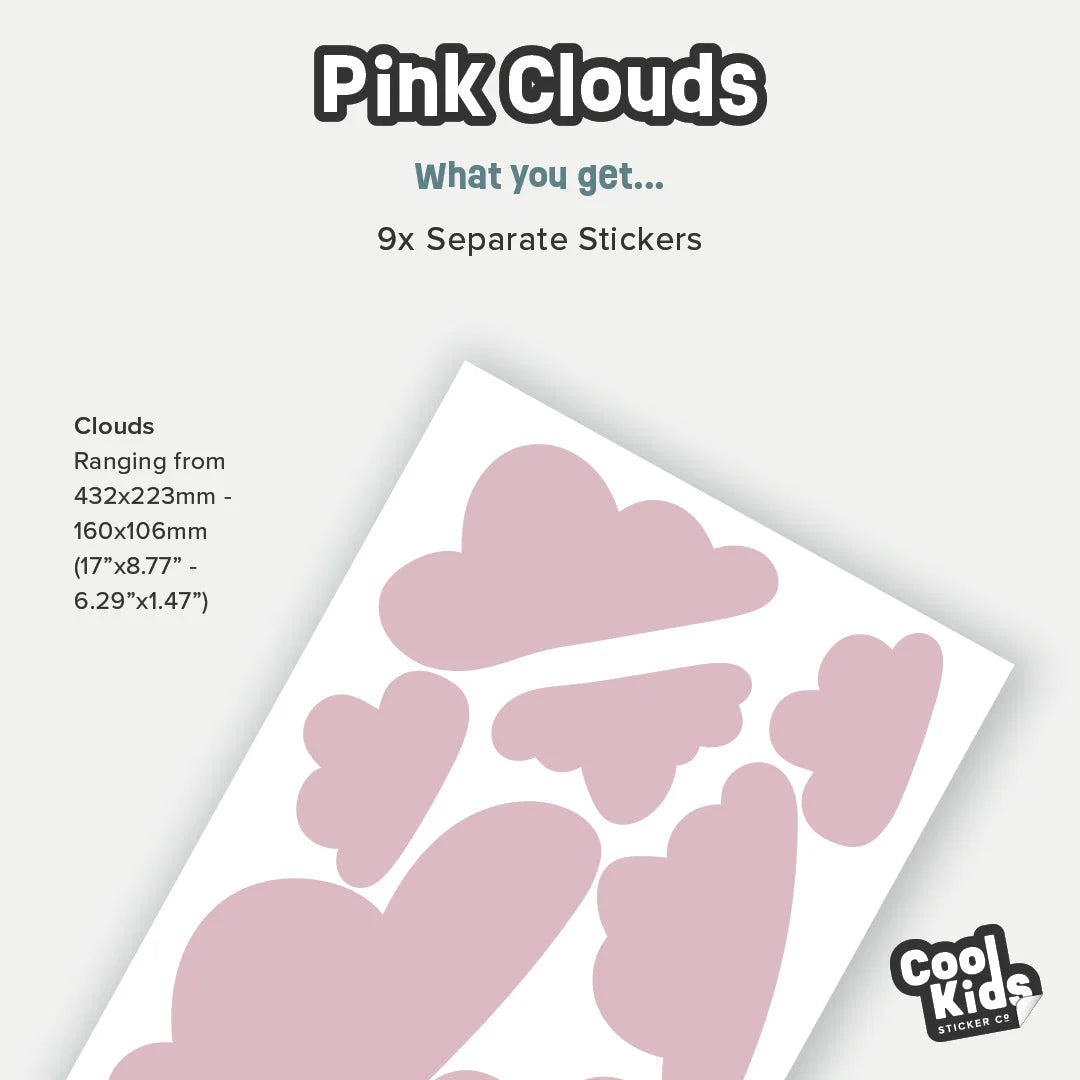 Pink Clouds Wall Decal - Decals - Rainbow Sun Clouds