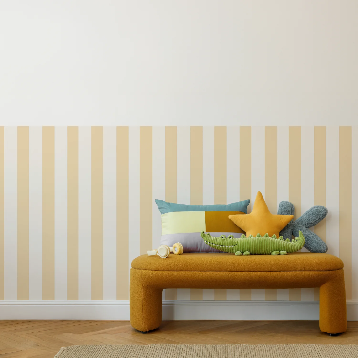 Plain Striped Wall Panels - Milk & Butter - DW11.