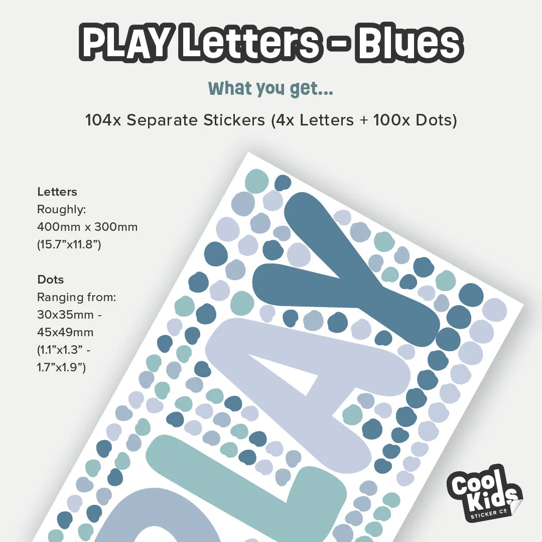 PLAY Letters - Blues - Decals - Alphabet