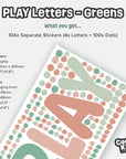 PLAY Letters - Greens - Decals - Alphabet