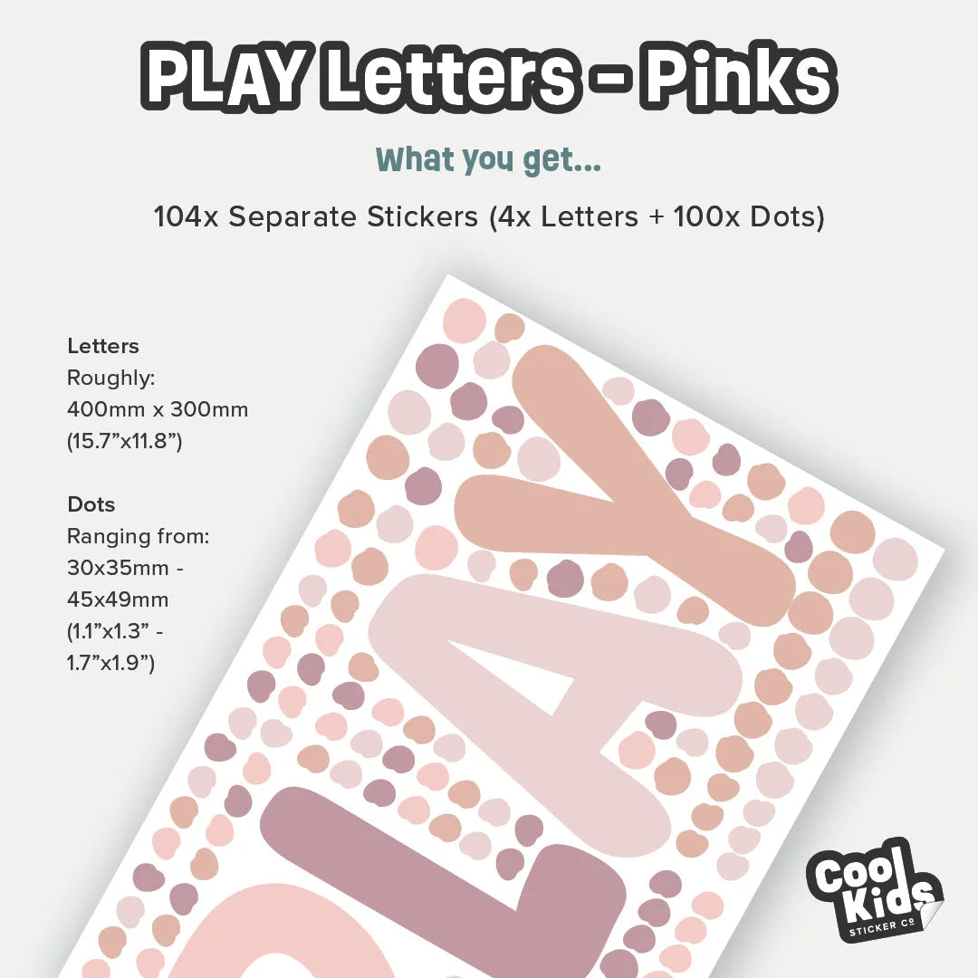 PLAY Letters - Pinks - Decals - Alphabet