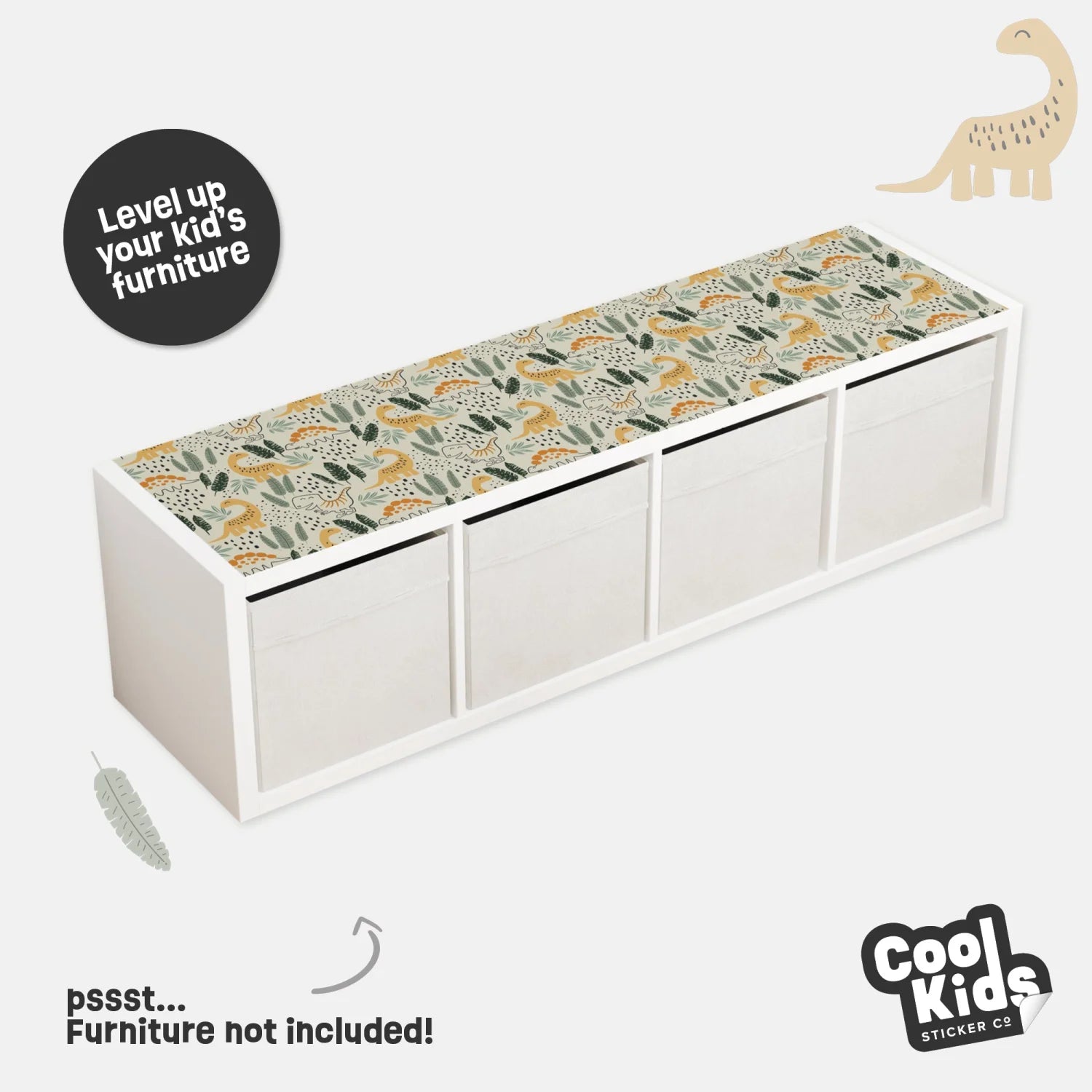 Kallax Shelf Playful Dinos Decal - Furniture Decals