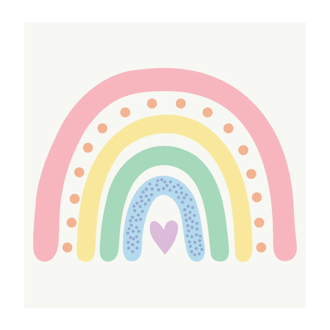 Rainbow Pastel Heart Wall Decal - DW3. Sun Clouds
