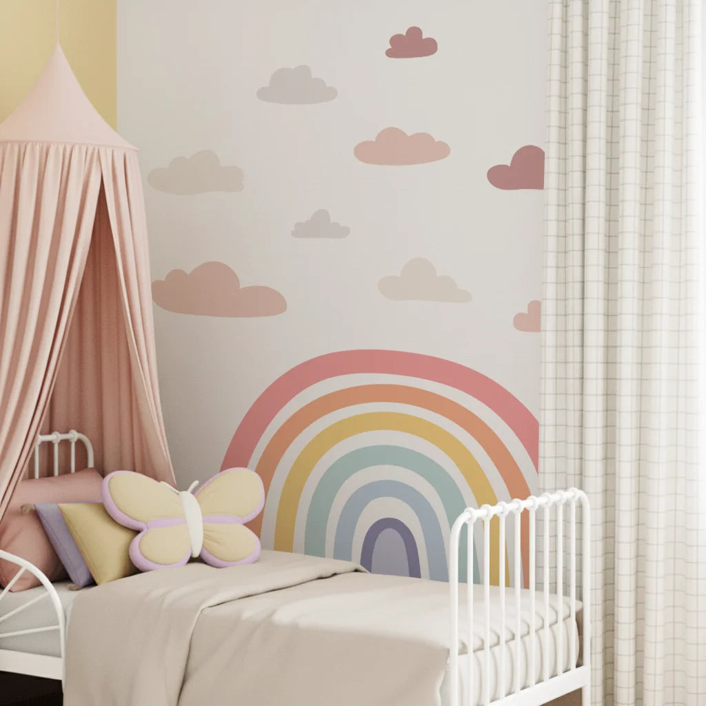 Rainbow Pastel Wall Decal - DW3. Sun Clouds