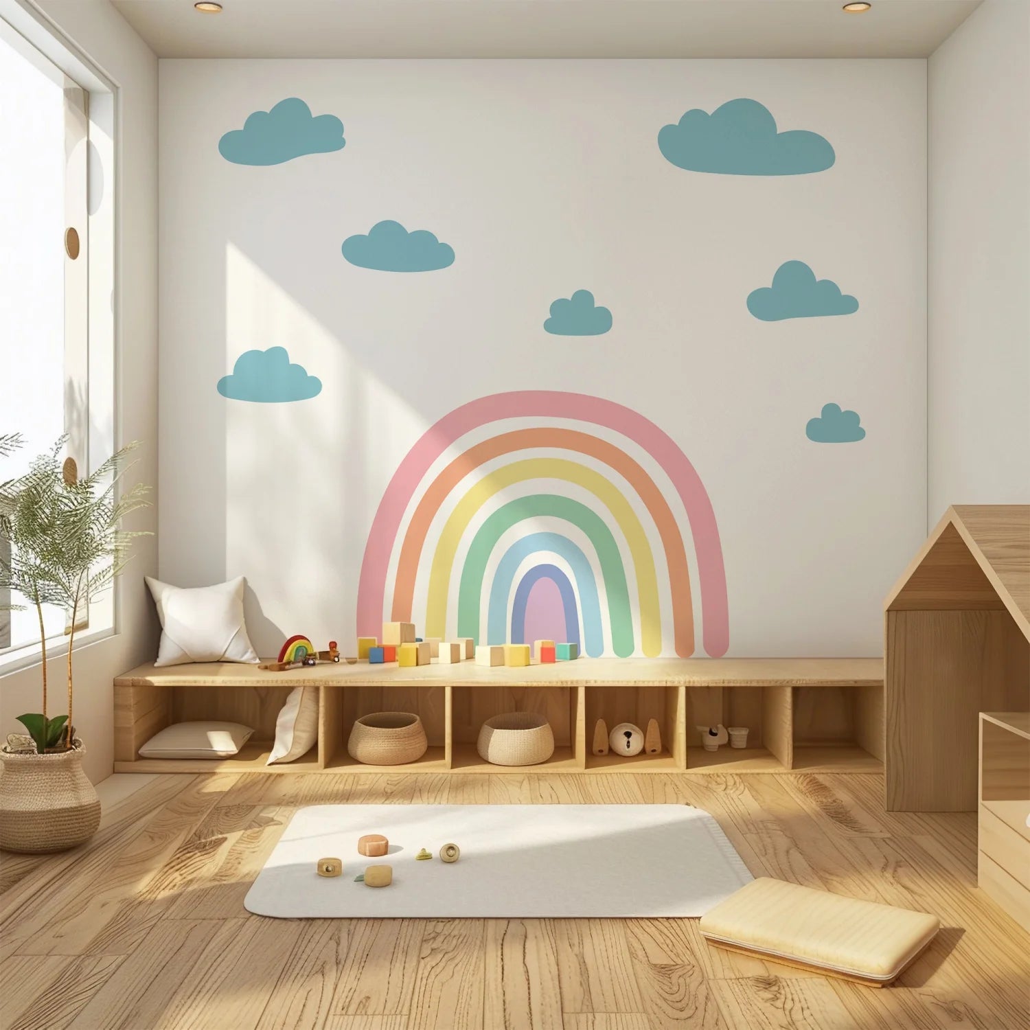Rainbow Pastel Wall Decal - DW3. Sun Clouds