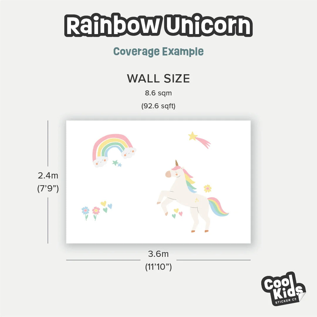 Rainbow Unicorn Wall Decal - DW6. Fantasy Decals