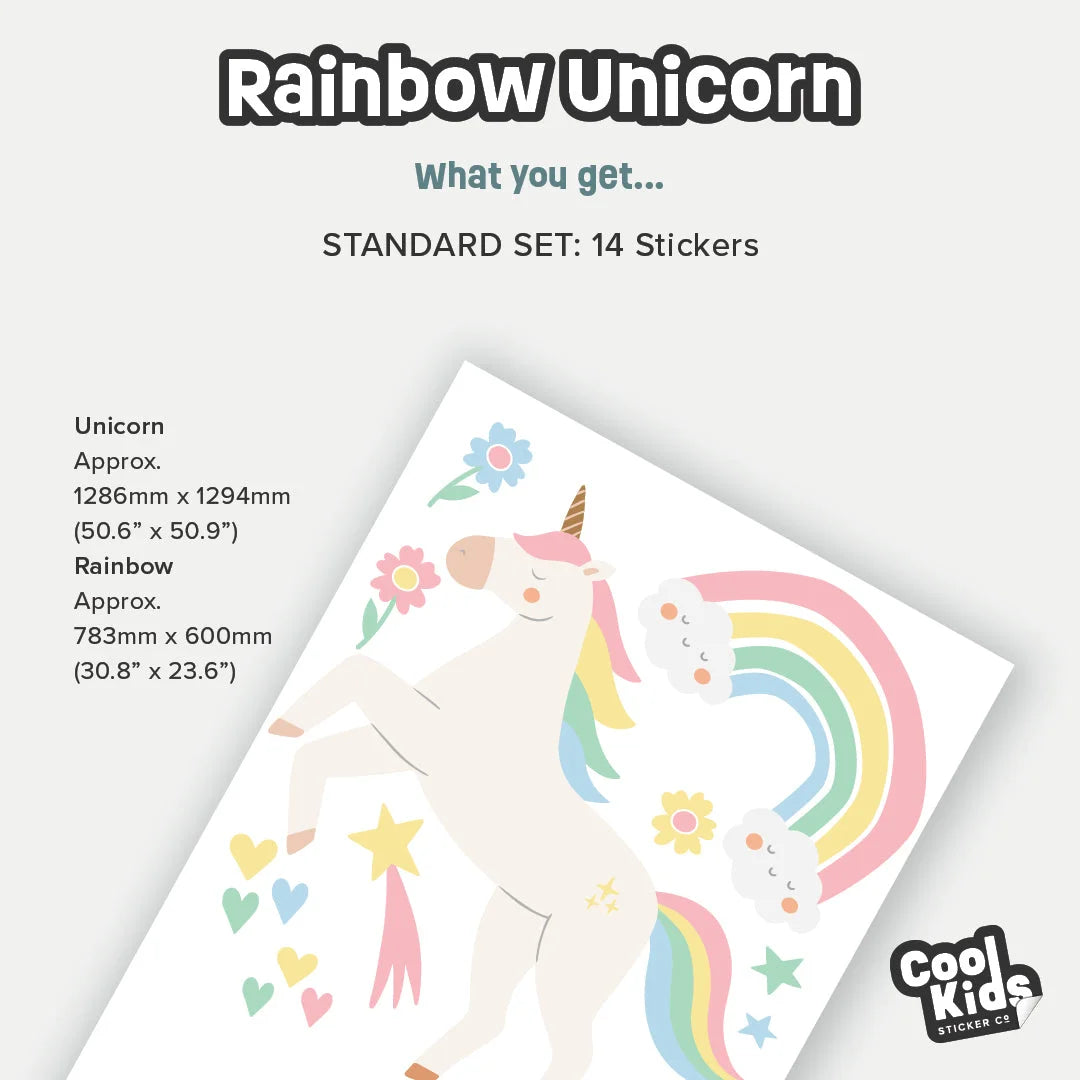 Rainbow Unicorn Wall Decal - DW6. Fantasy Decals