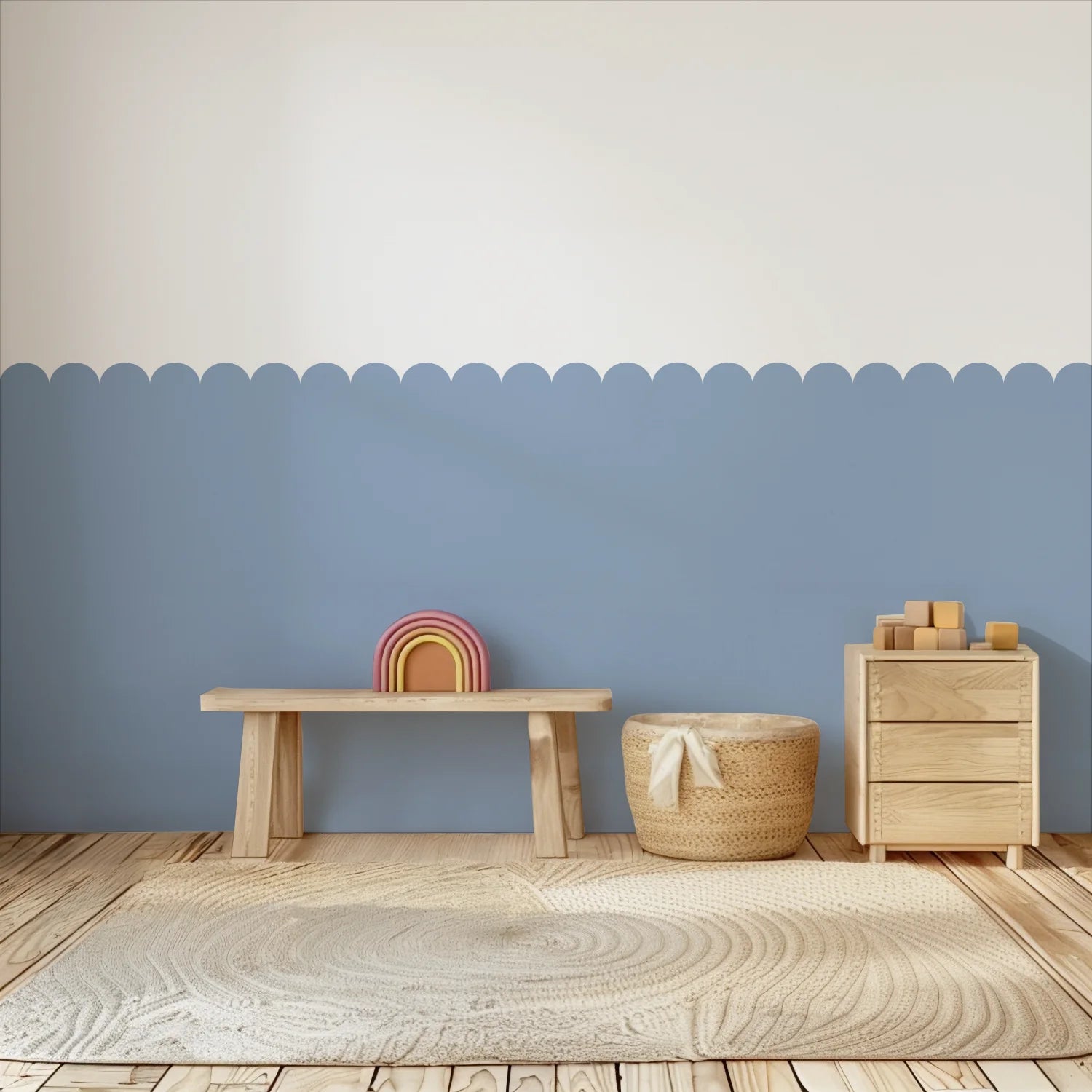Scalloped Block Wall Panels - Blue - DW11.