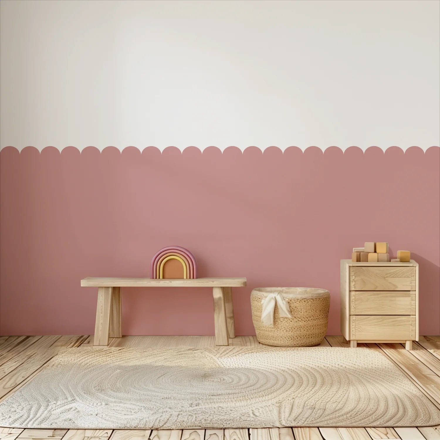 Scalloped Block Wall Panels - Blush - DW11.