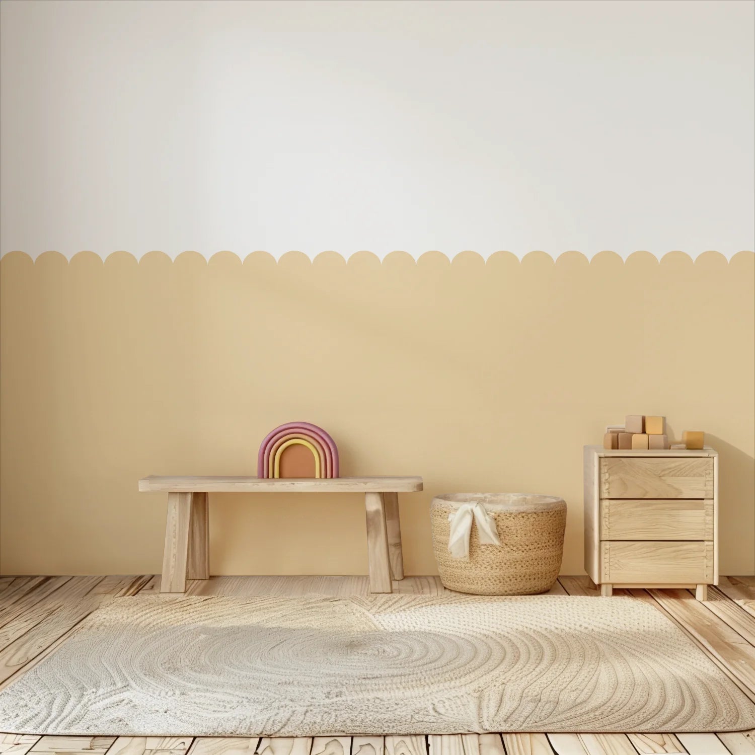 Scalloped Block Wall Panels - Butter - DW11.