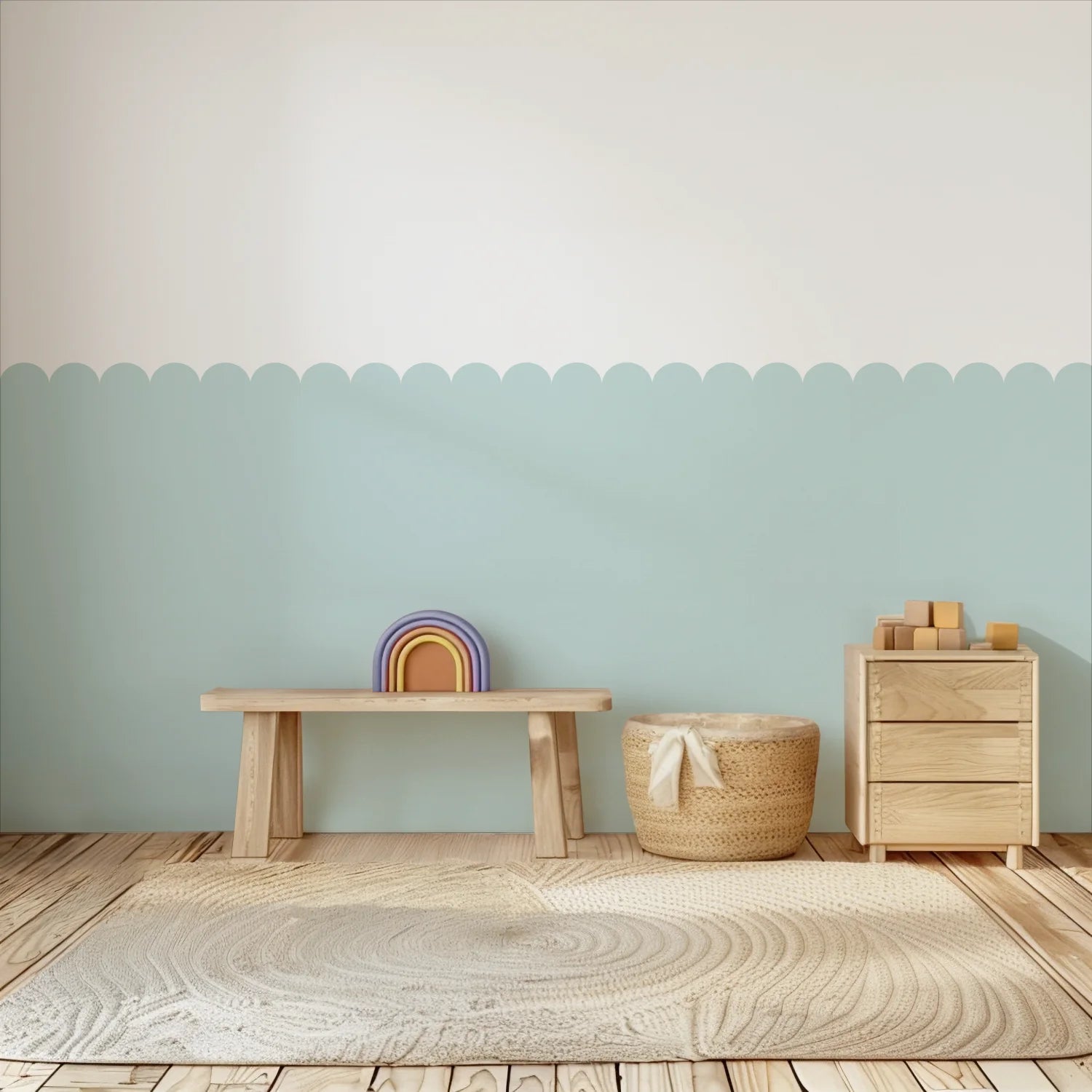 Scalloped Block Wall Panels - Mint - DW11.