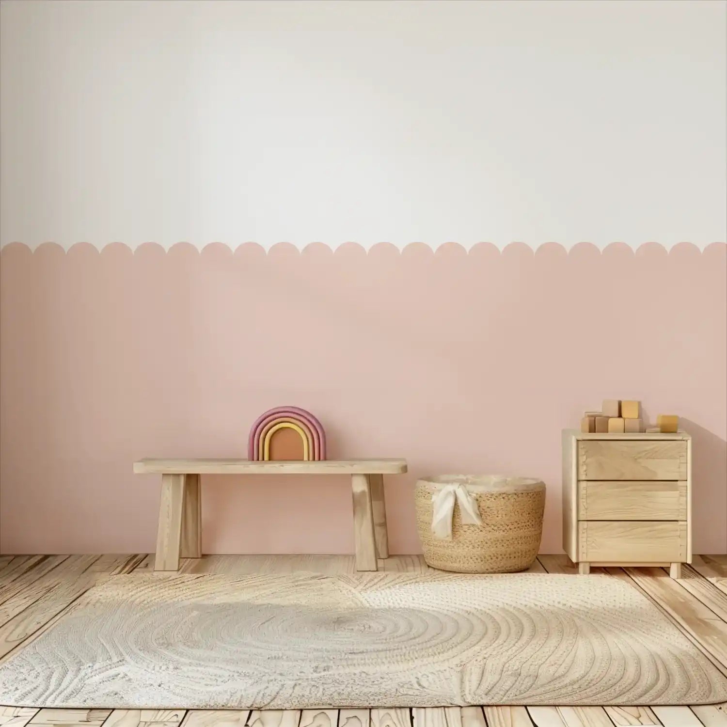Scalloped Block Wall Panels - Pink - DW11.
