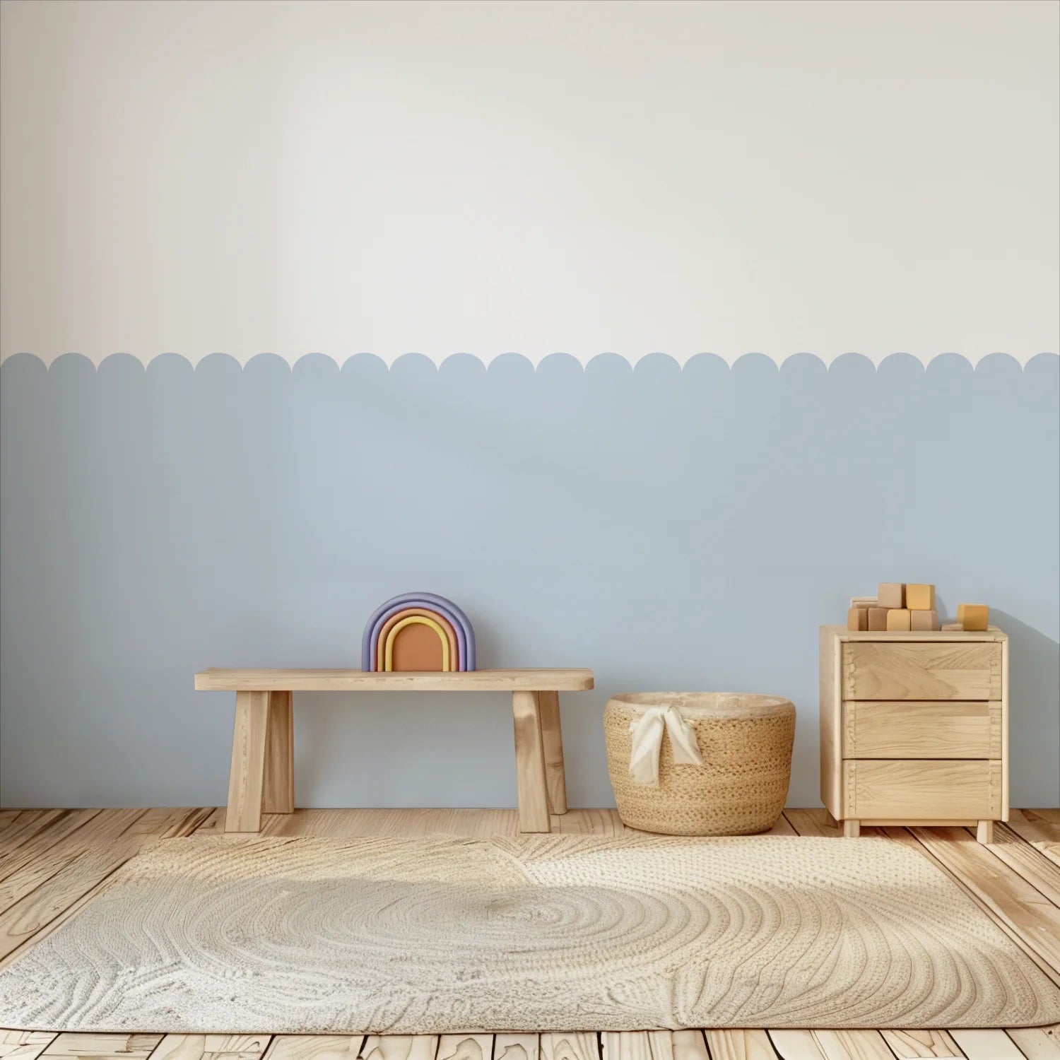 Scalloped Block Wall Panels - Sky - DW11.