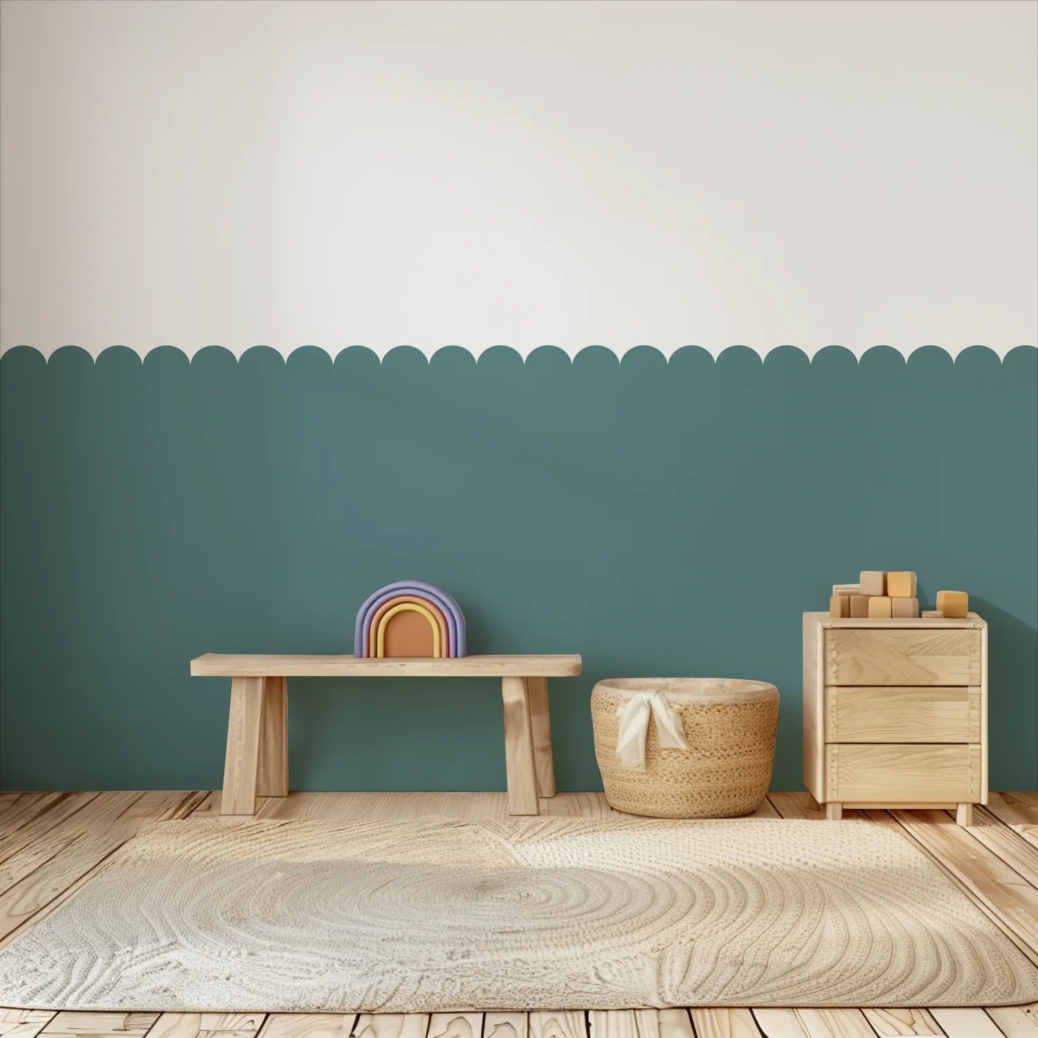 Scalloped Block Wall Panels - Teal - DW11.