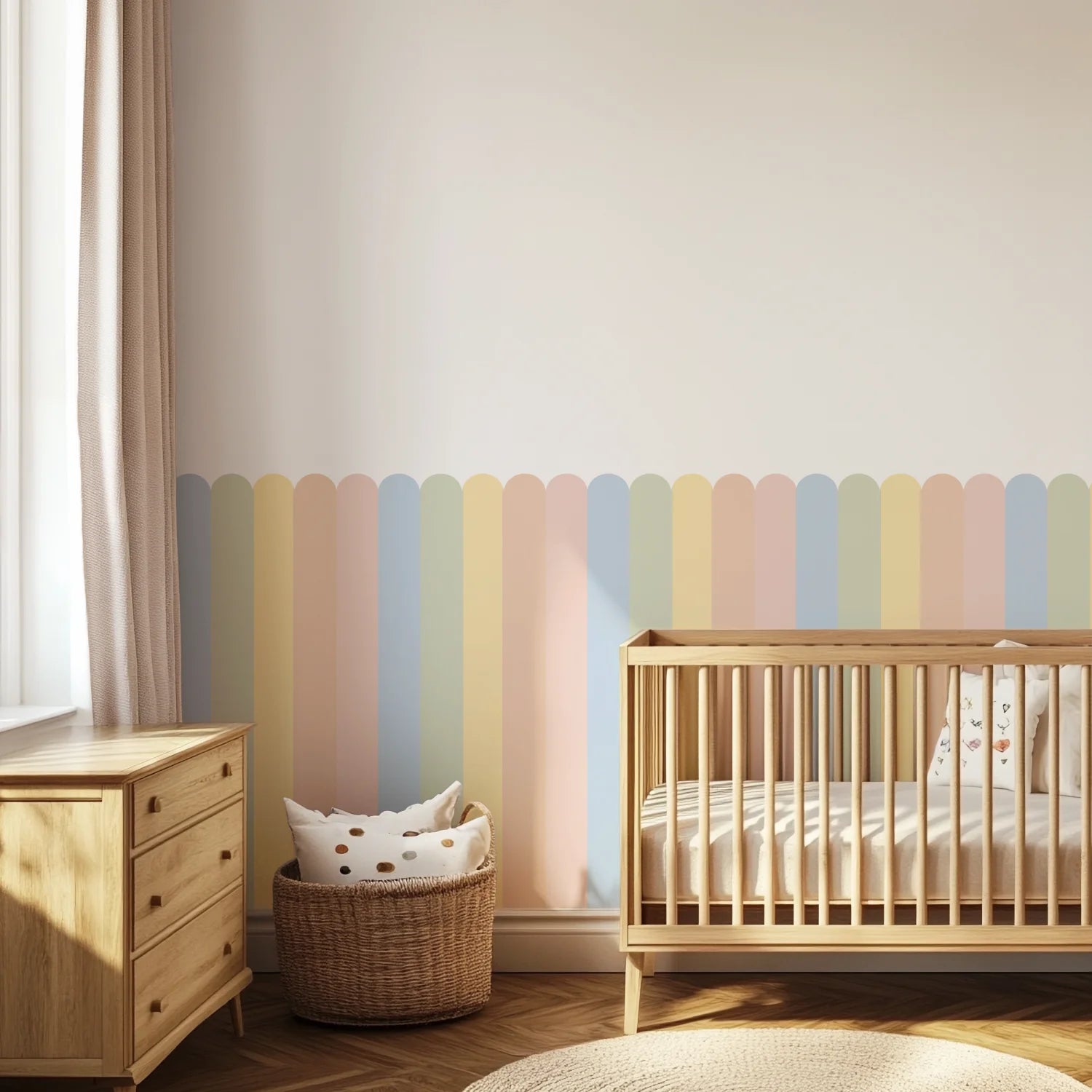 Striped Scalloped Wall Panels - Rainbow - DW11.