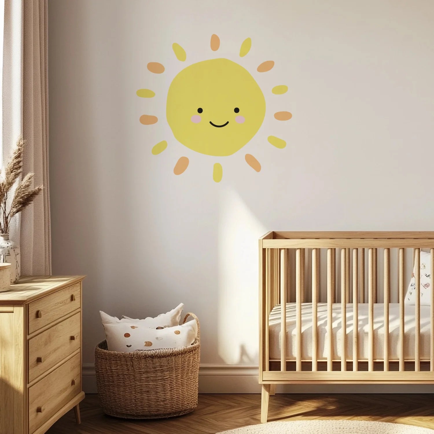 Sunny Face Short Ray Wall Decal - DW3. Rainbow Sun Clouds