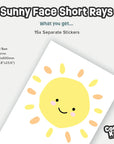 Sunny Face Short Ray Wall Decal - Decals - Rainbow Sun