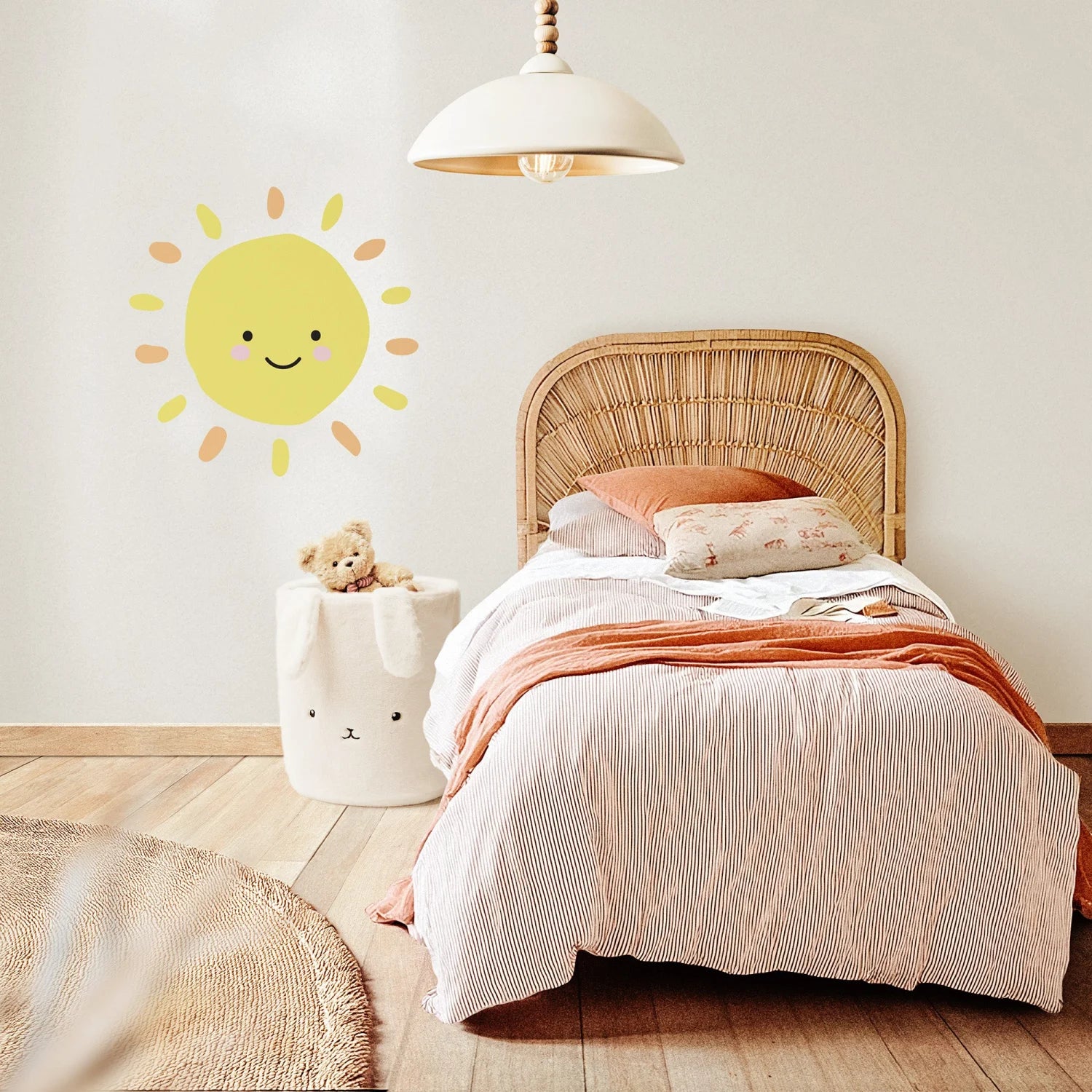 Sunny Face Short Ray Wall Decal - DW3. Rainbow Sun Clouds