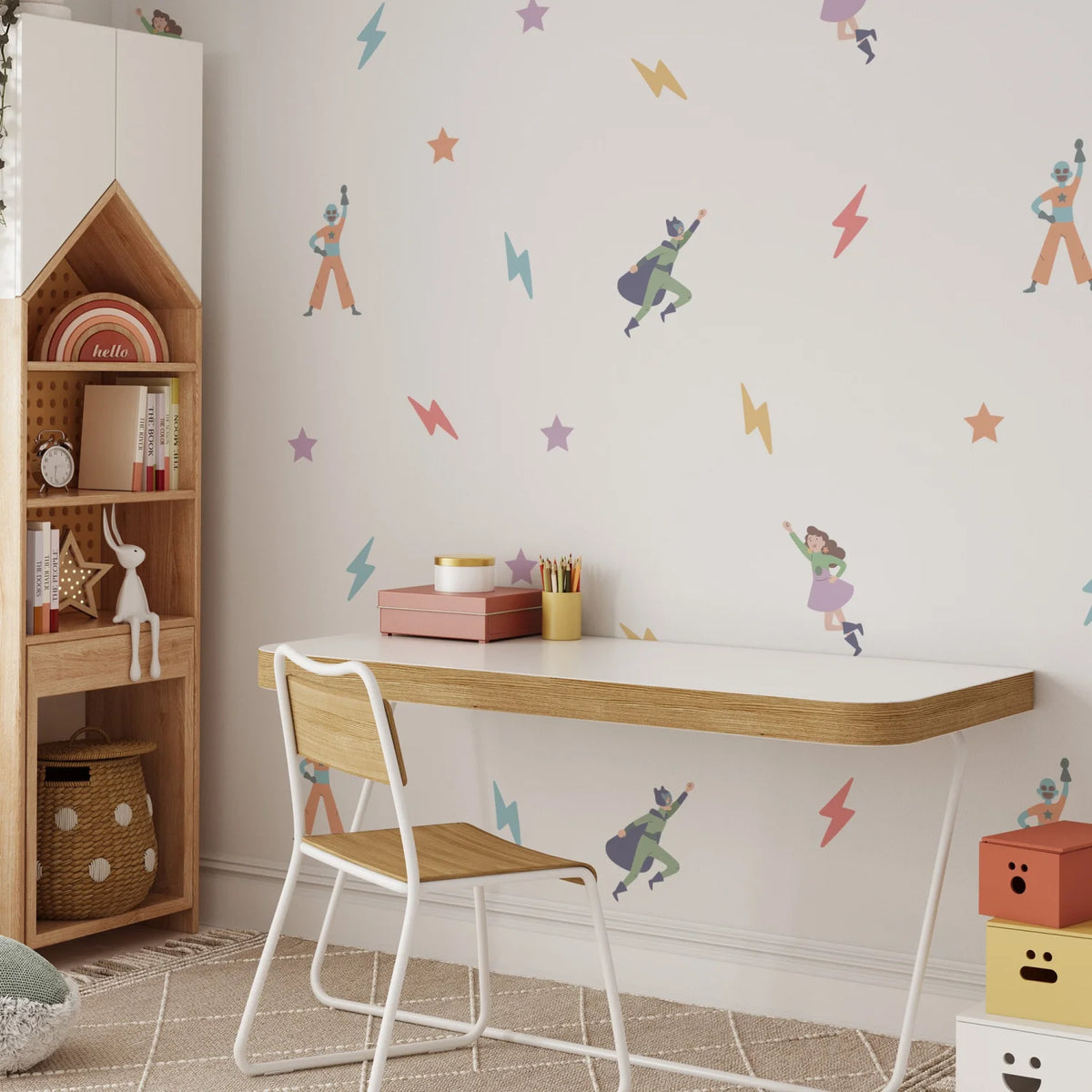 Superhero Wall Decals – Pastel Characters for Kids Bedrooms – Cool Kids ...