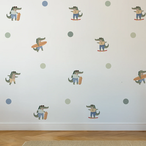Surf & Skater Gator Wall Decals - DW5. Animal