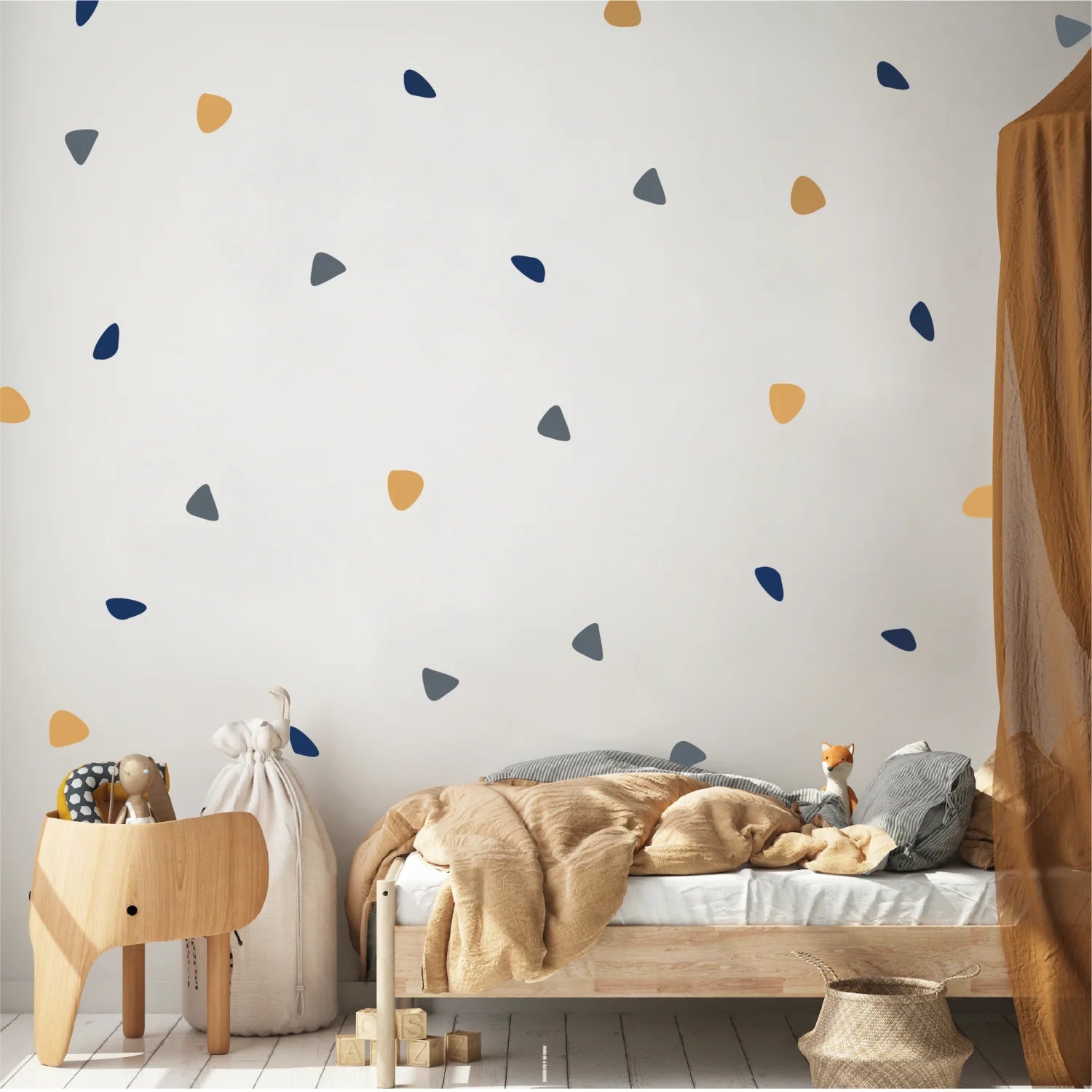 Triangle Wall Decals – Navy, Mustard and Grey Pattern for Kids Rooms ...