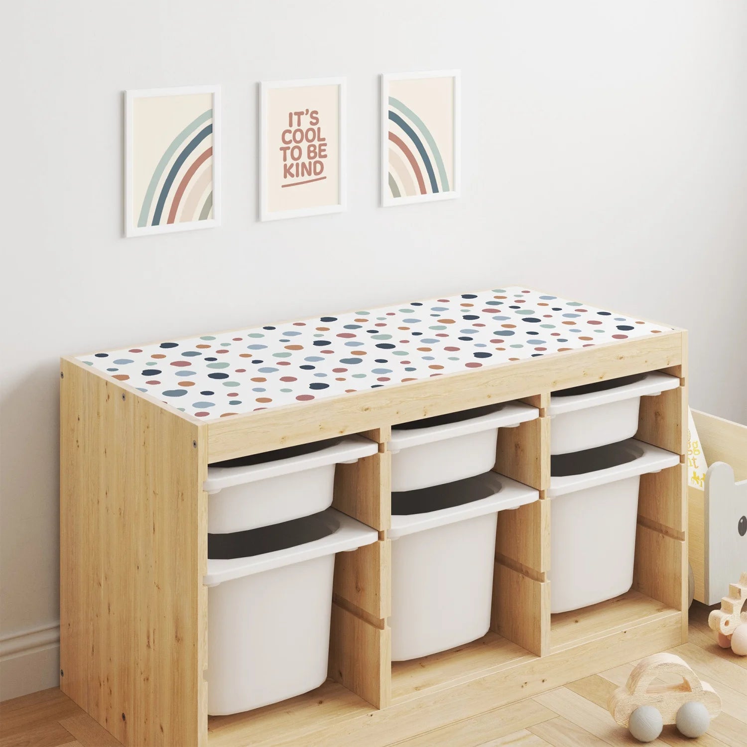 Trofast Top Abstract Dots Warm Decal - Furniture Decals