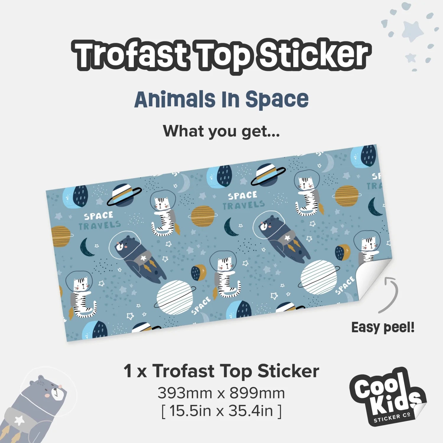 Trofast Top Animals In Space Decal - Furniture Decals