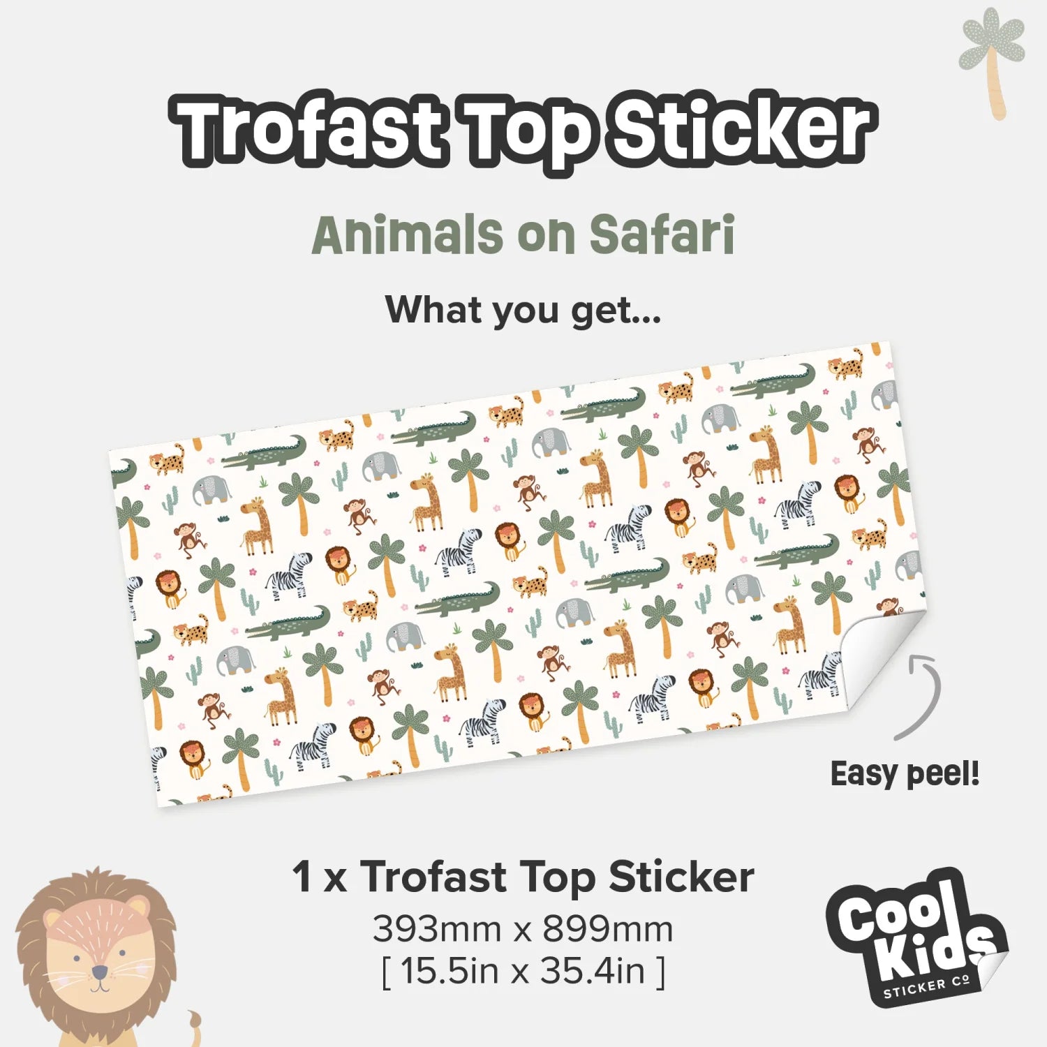 Trofast Top Animals on Safari Decal - Furniture Decals