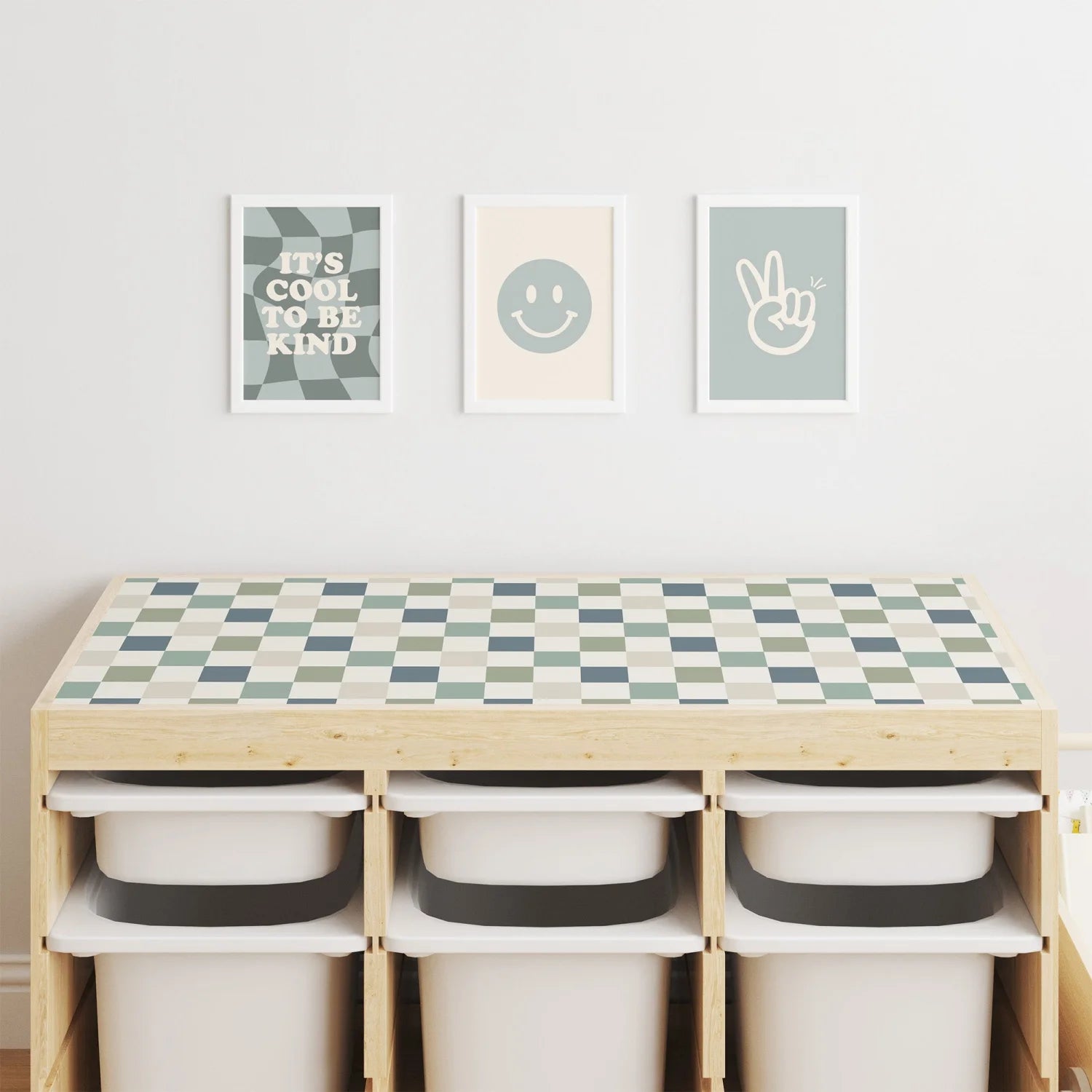 Trofast Top Checkers Blue Decal - Furniture Decals