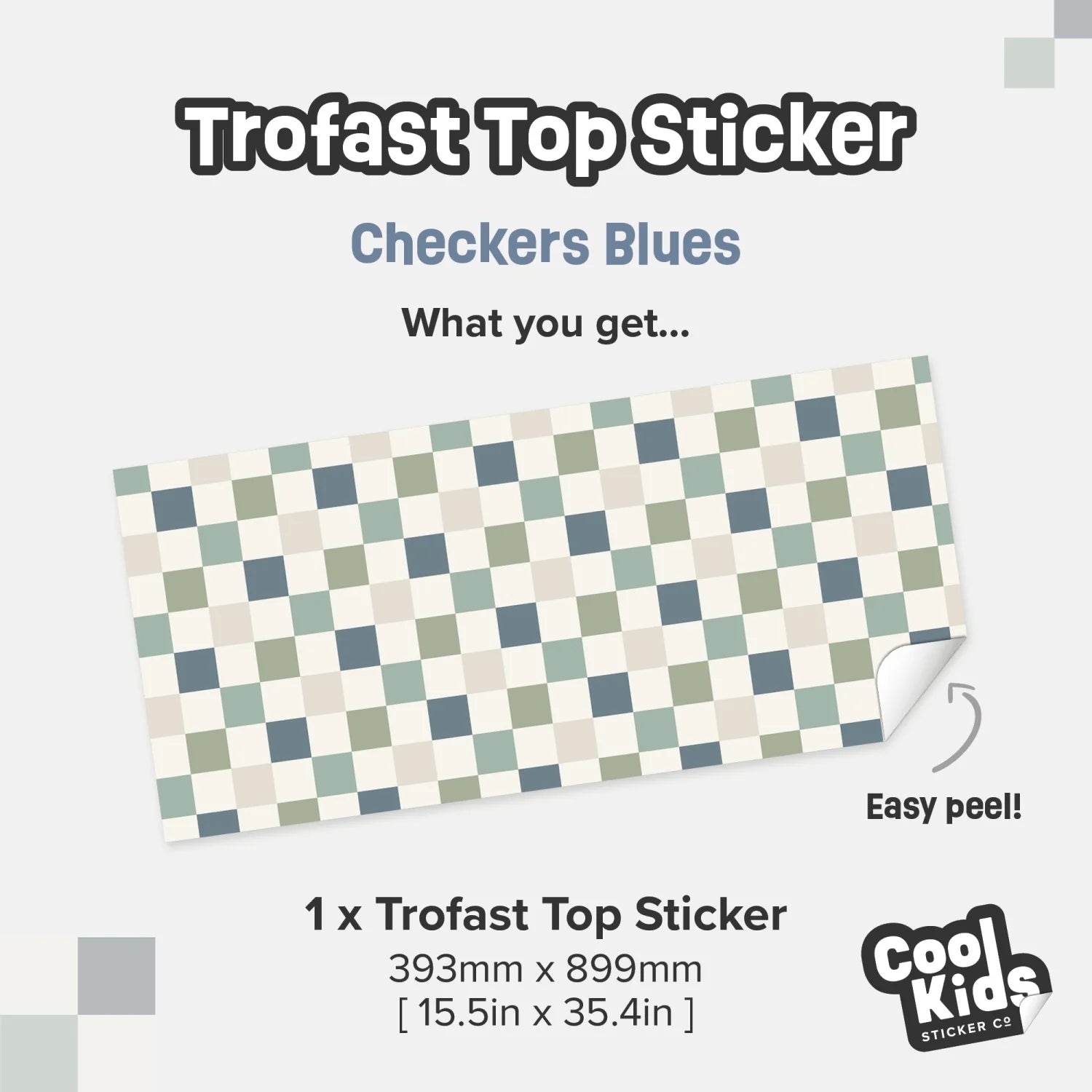 Trofast Top Checkers Blue Decal - Furniture Decals