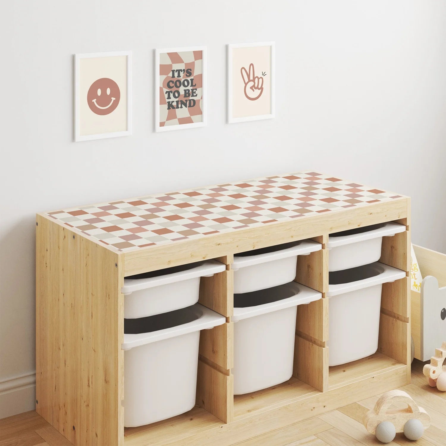 Trofast Top Checkers Neutral Decal - Furniture Decals