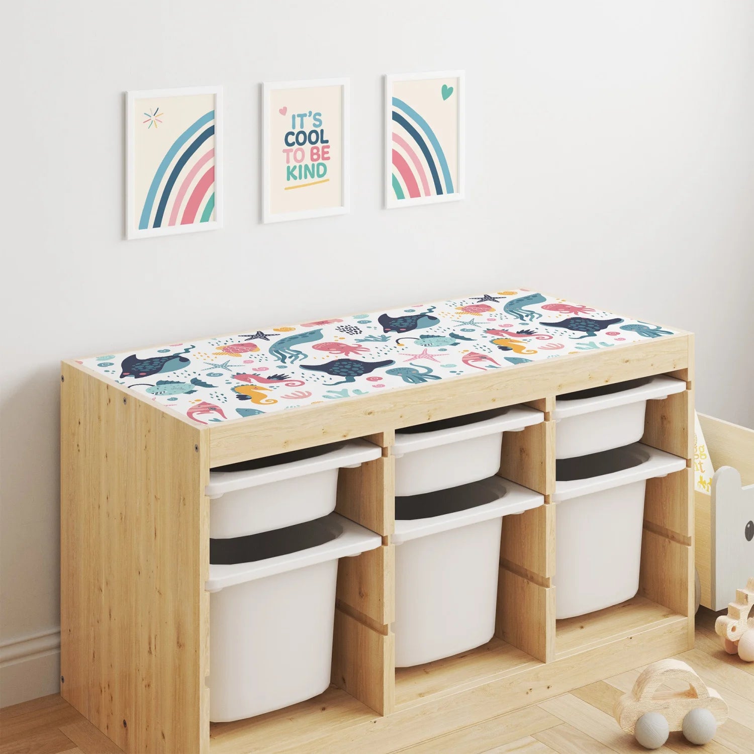 Trofast Top Cheerful Sea Creatures Decal - Furniture Decals