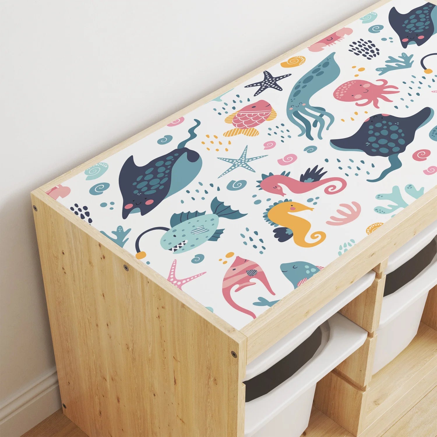 Trofast Top Cheerful Sea Creatures Decal - Furniture Decals