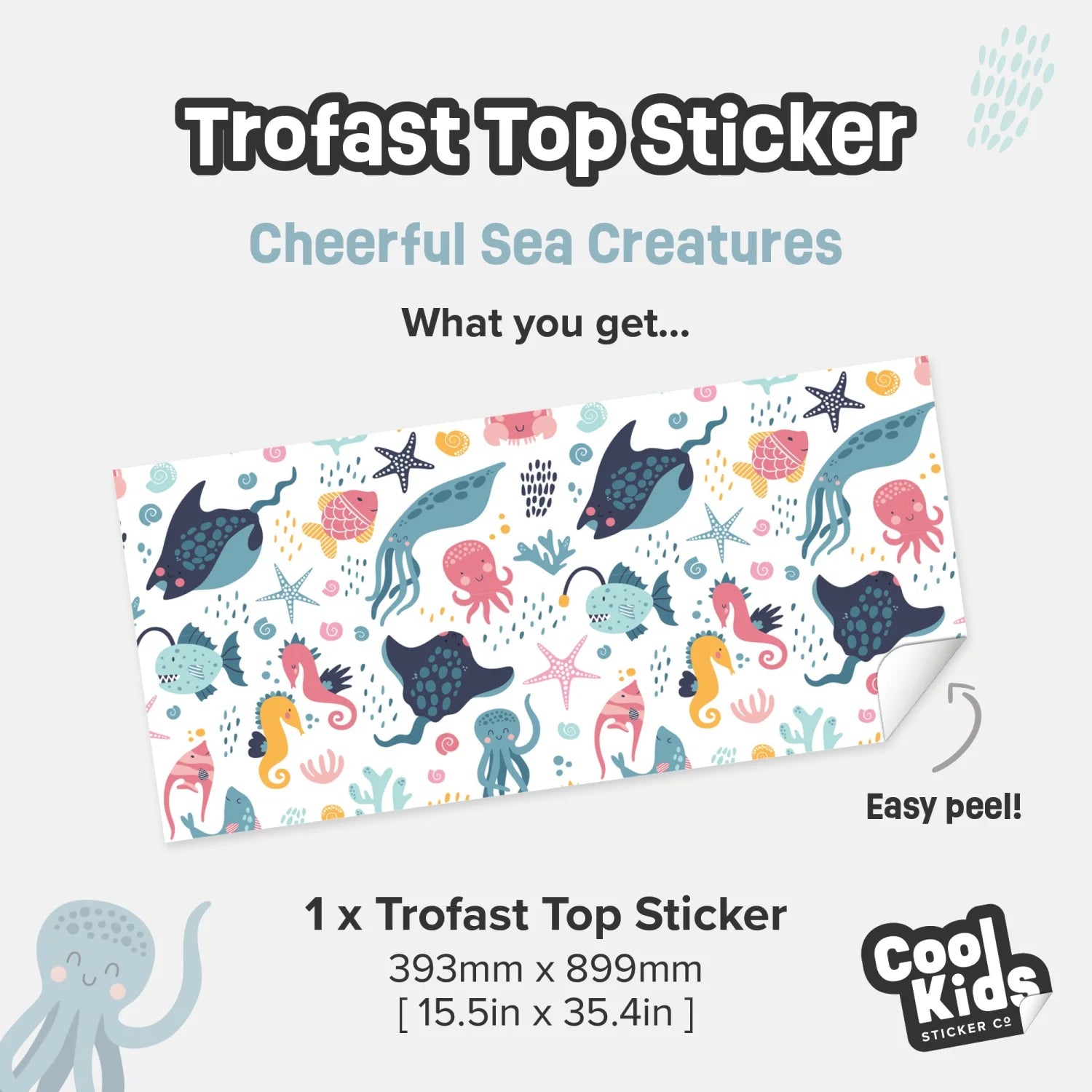 Trofast Top Cheerful Sea Creatures Decal - Furniture Decals