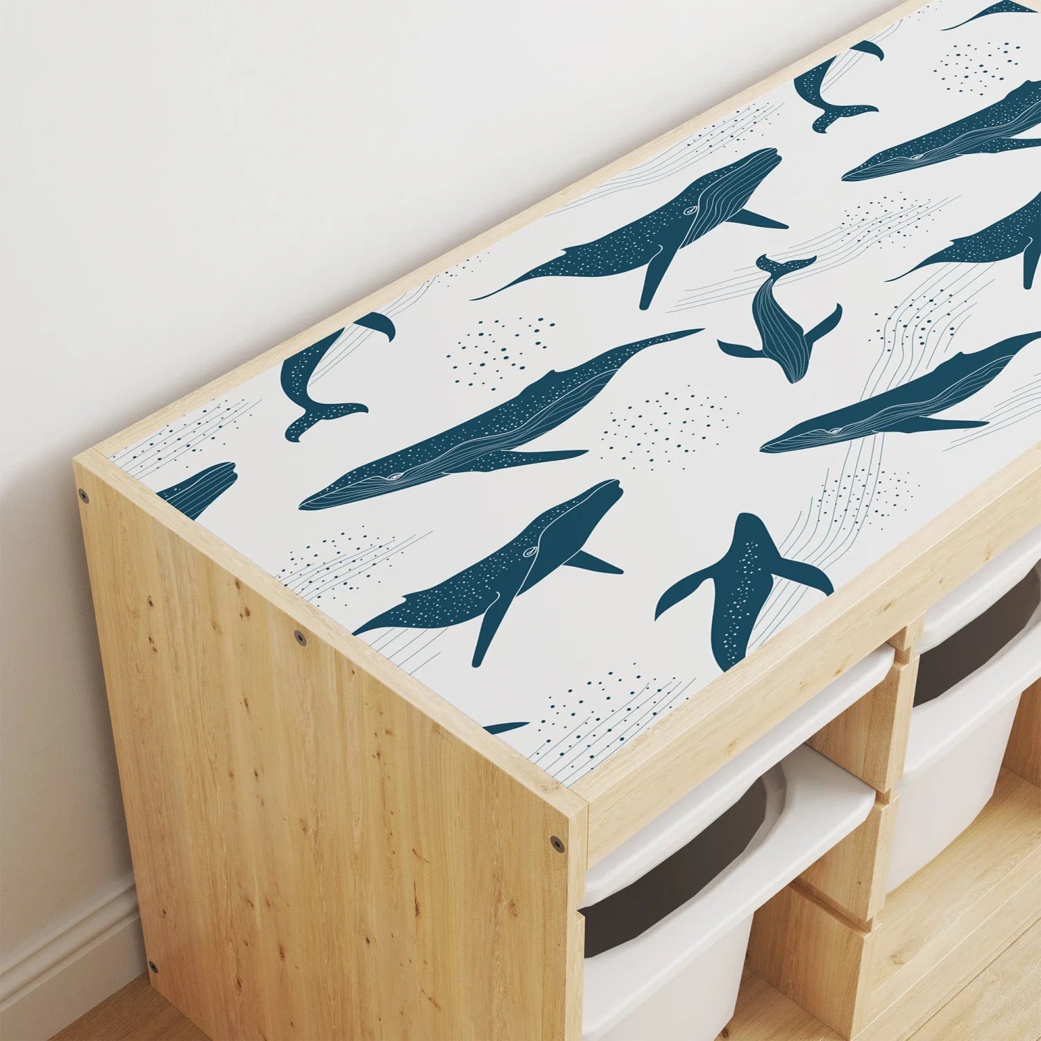 Trofast Top Dreamy Whales Decal - Furniture Decals