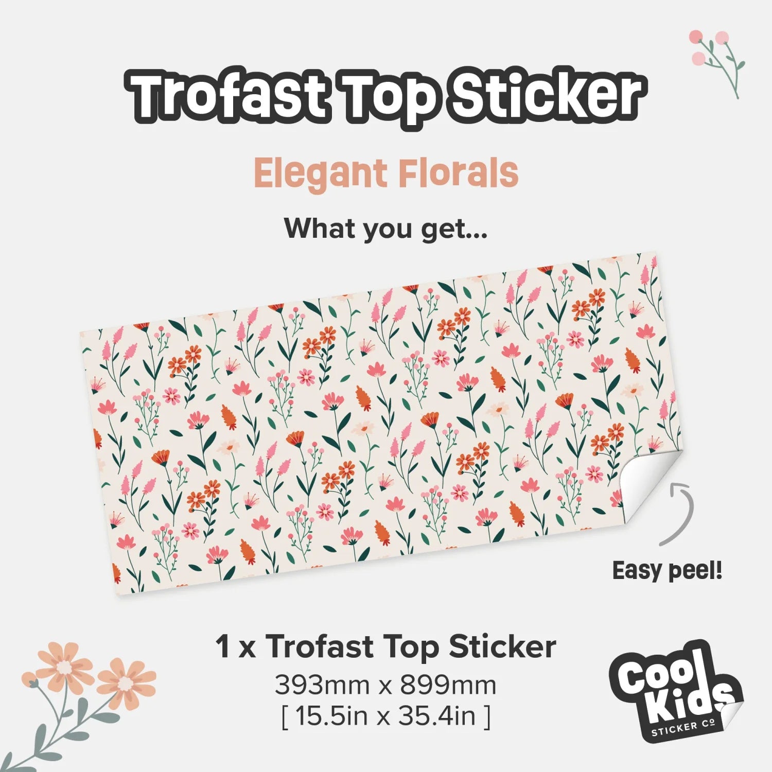 Trofast Top Elegant Florals Decal - Furniture Decals