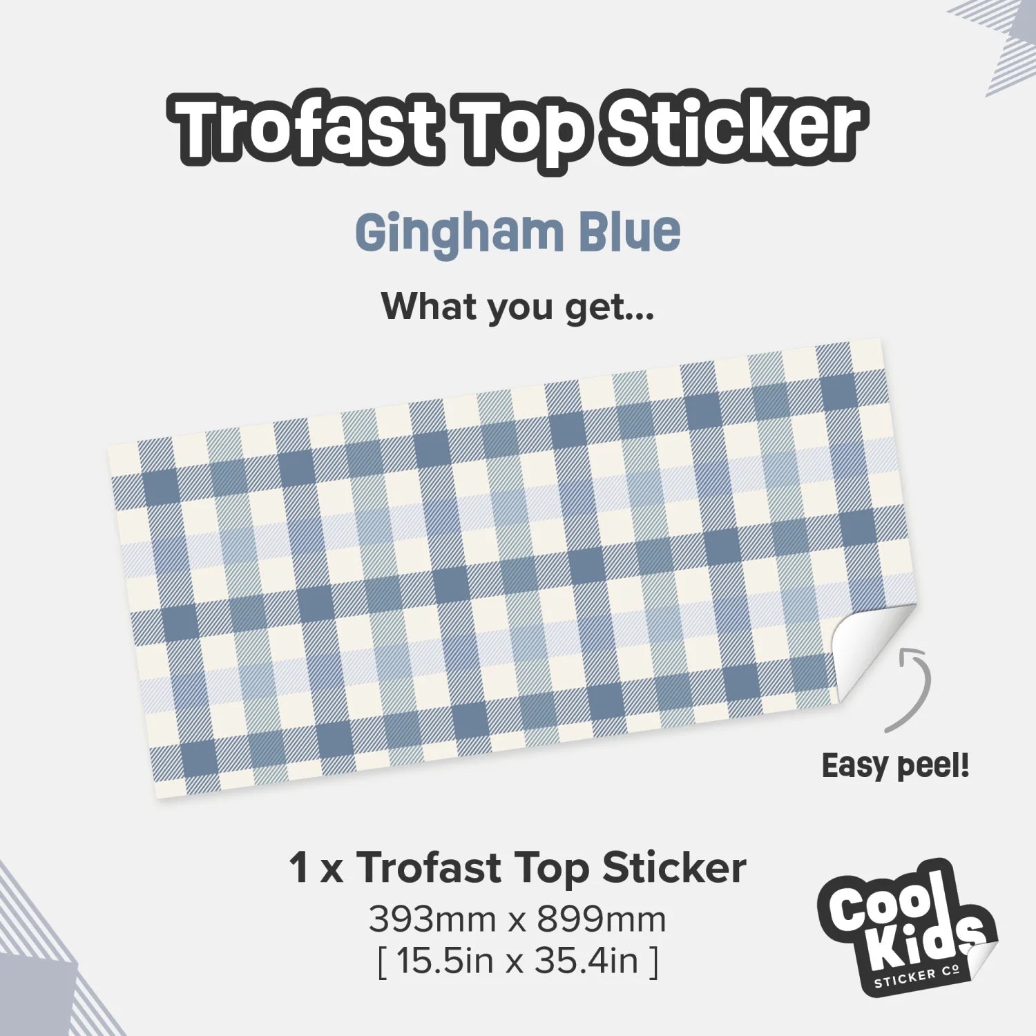 Trofast Top Gingham Blue Decal - Furniture Decals - Trofast