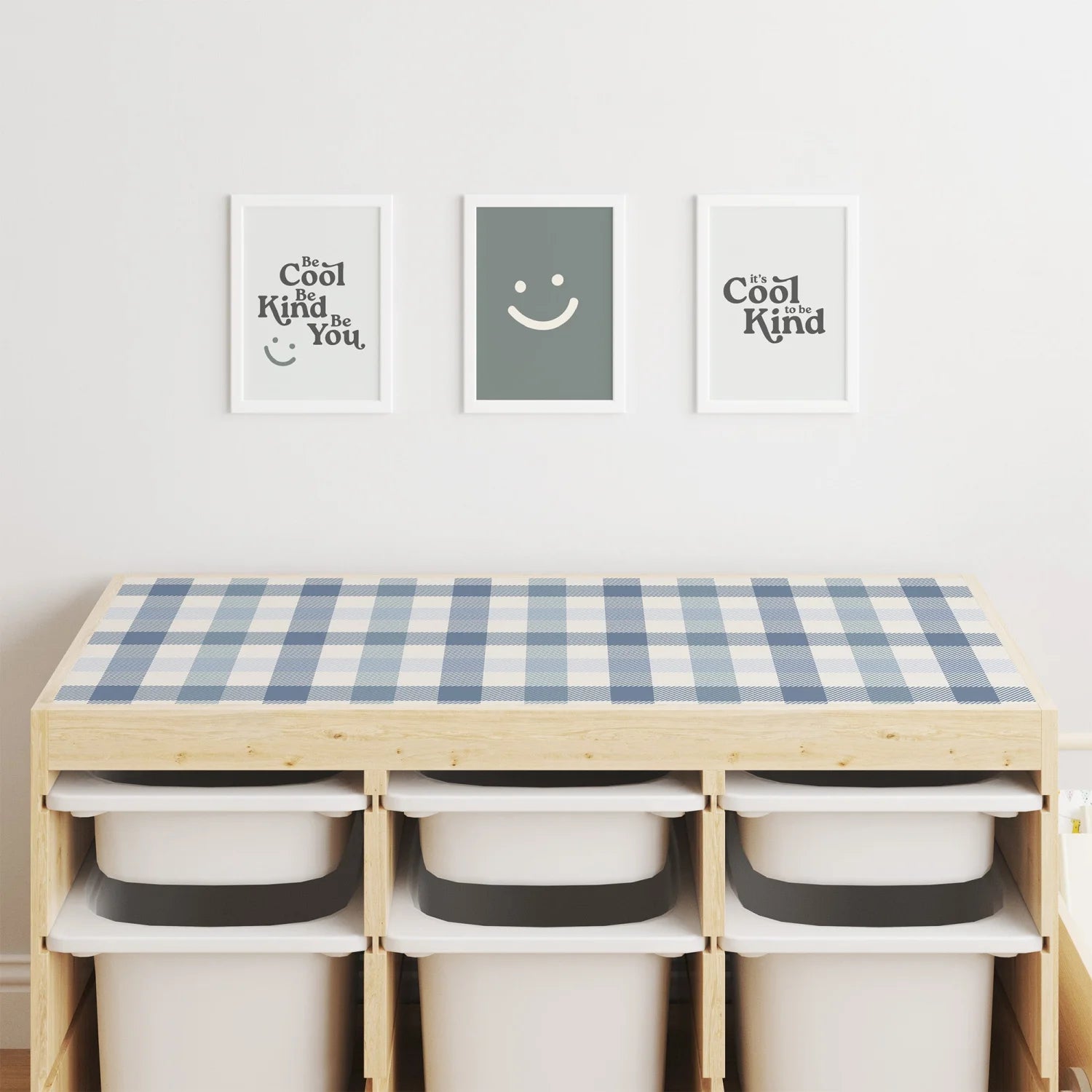 Trofast Top Gingham Blue Decal - Furniture Decals - Trofast