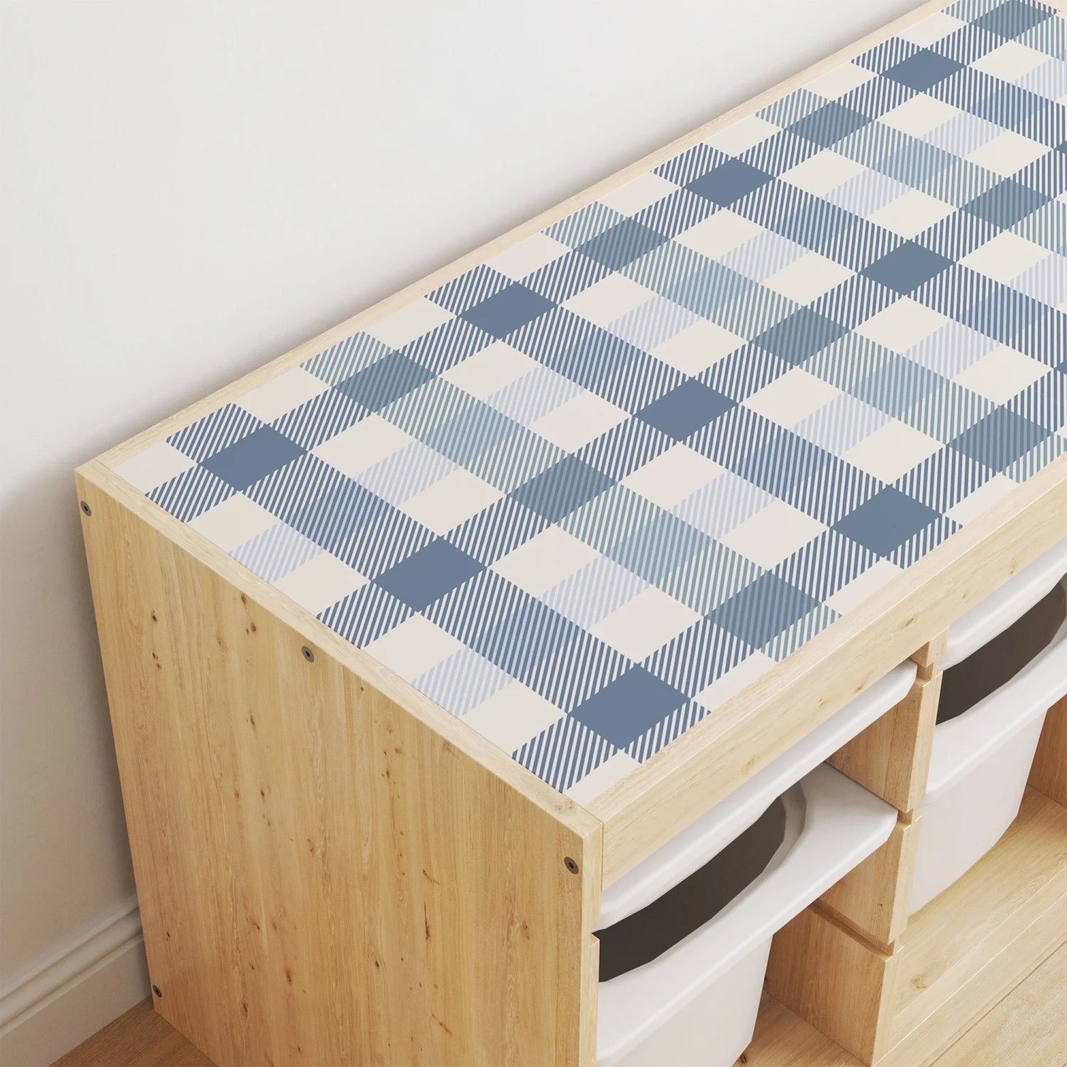 Trofast Top Gingham Blue Decal - Furniture Decals - Trofast