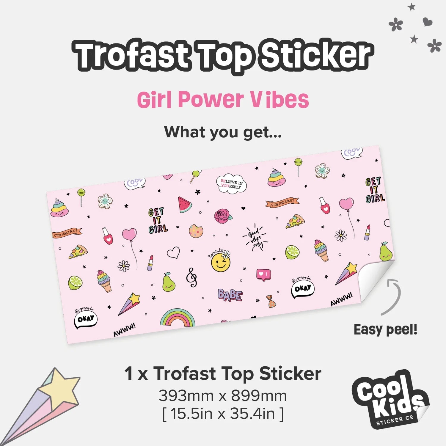 Trofast Top Girl Power Vibes Decal - Furniture Decals