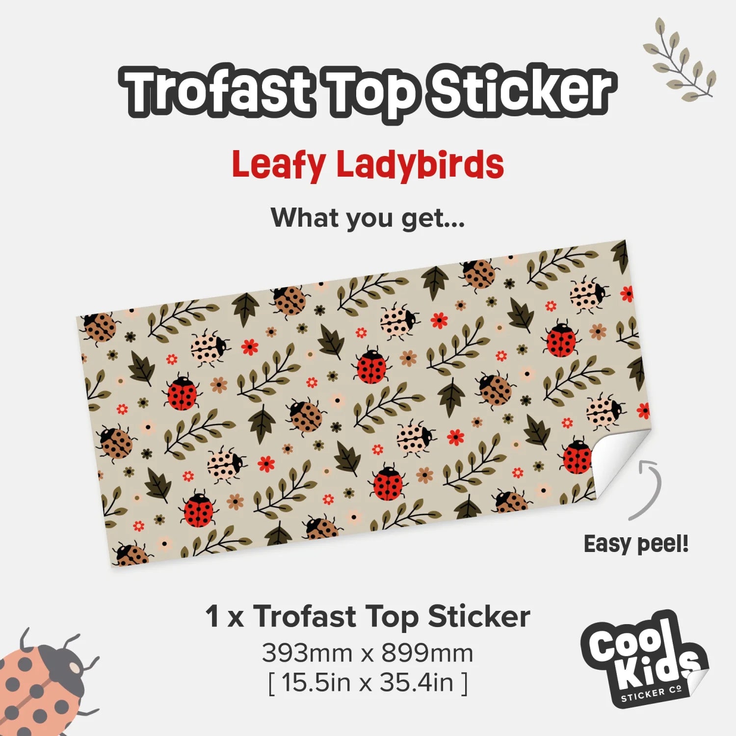 Trofast Top Leafy Ladybirds Decal - Furniture Decals